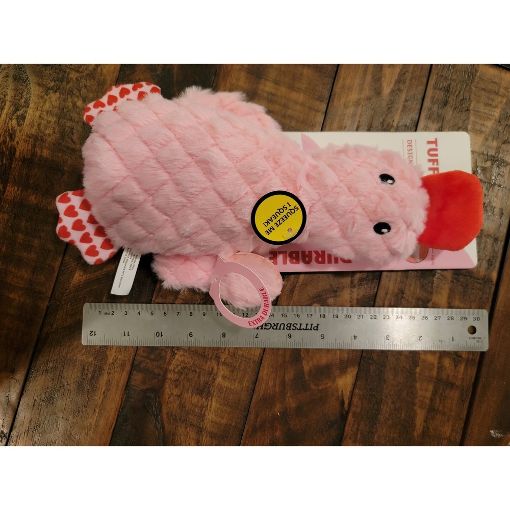 Tuff Stuff Pink Platypus Dog Toy‎ Squeaky Extra Durable